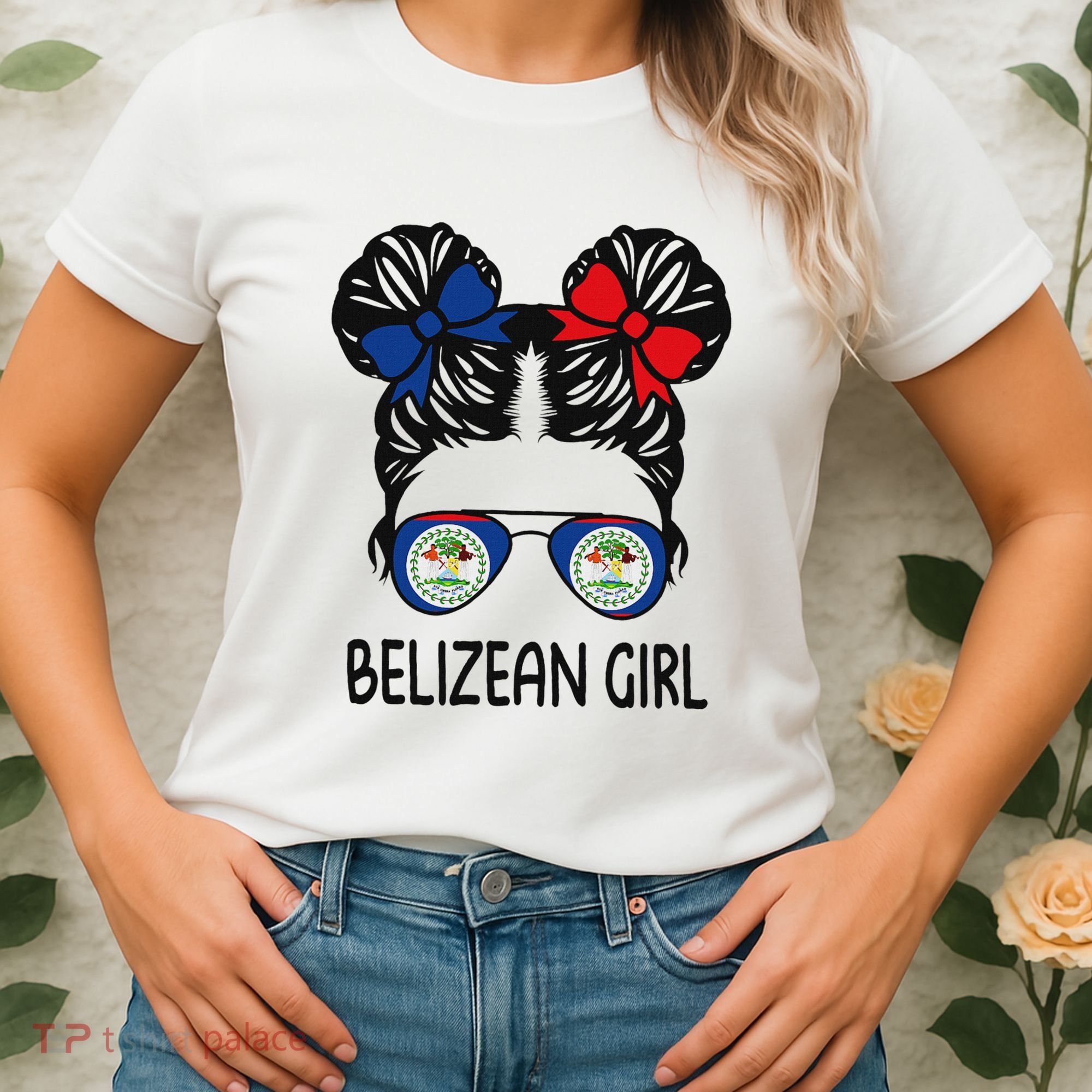 Belizean Girl Messy Hair Belize Pride Patriotic Women's T-Shirt