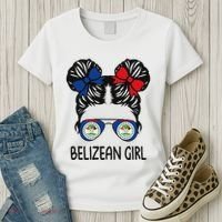Belizean Girl Messy Hair Belize Pride Patriotic Women's T-Shirt thumb 3