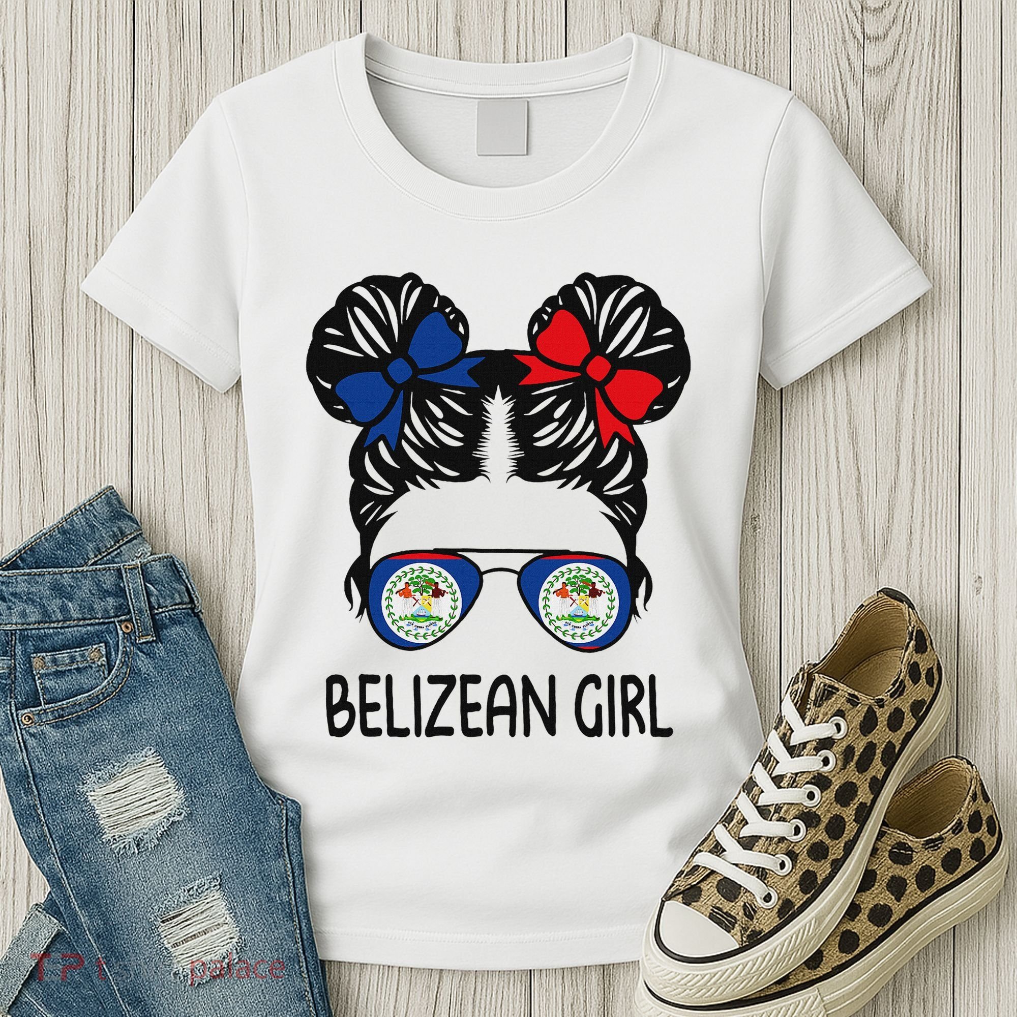 Belizean Girl Messy Hair Belize Pride Patriotic Women's T-Shirt