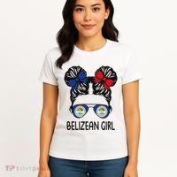 Belizean Girl Messy Hair Belize Pride Patriotic Women's T-Shirt thumb 4