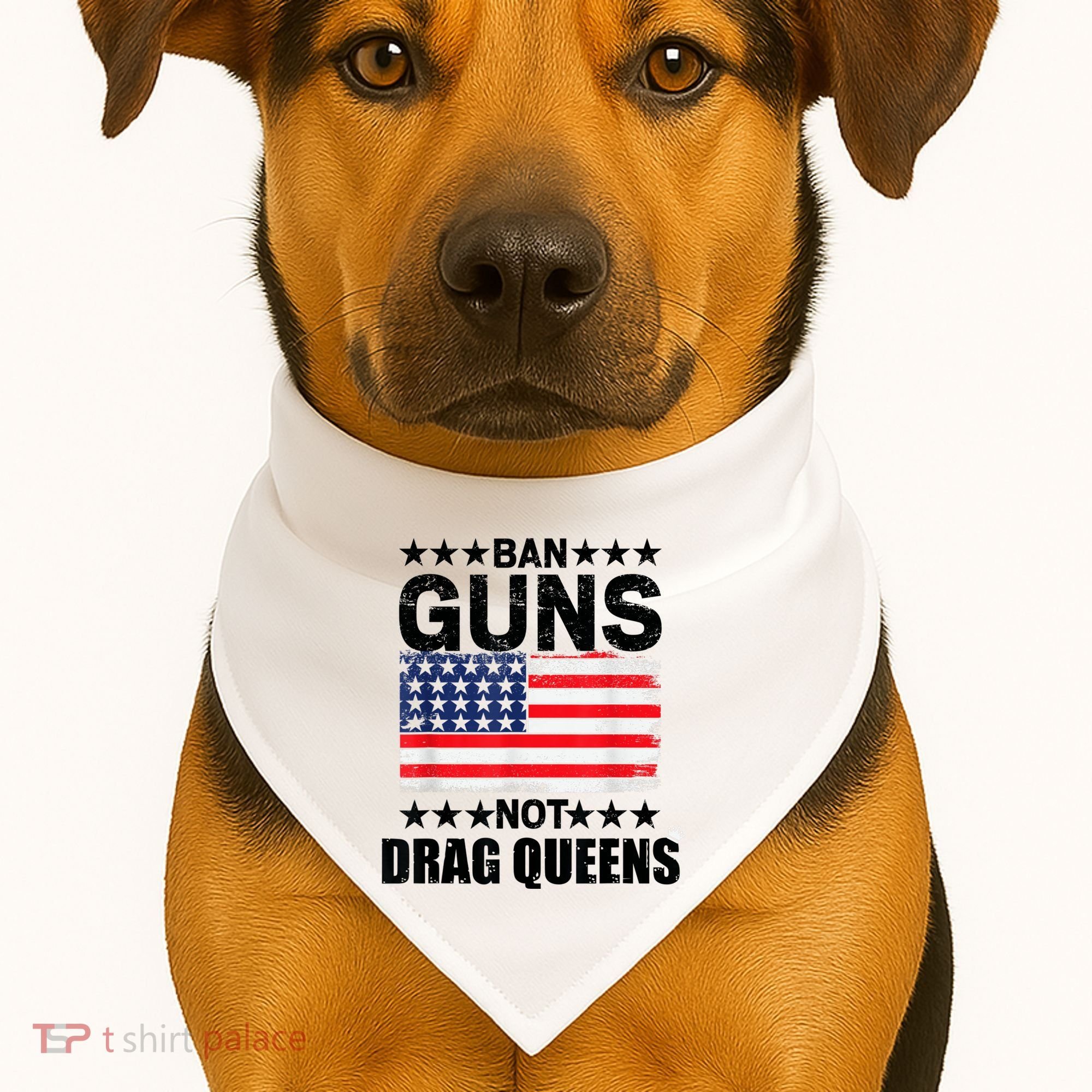 Ban Guns Not Drag Queens Drag Show Supporter American Flag USA-Made Doggie Bandana