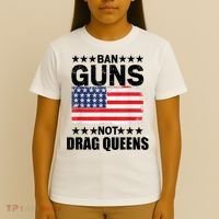 Ban Guns Not Drag Queens Drag Show Supporter American Flag T-Shirt thumb 4