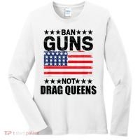 Ban Guns Not Drag Queens Drag Show Supporter American Flag Women's Long Sleeve Shirt thumb 0