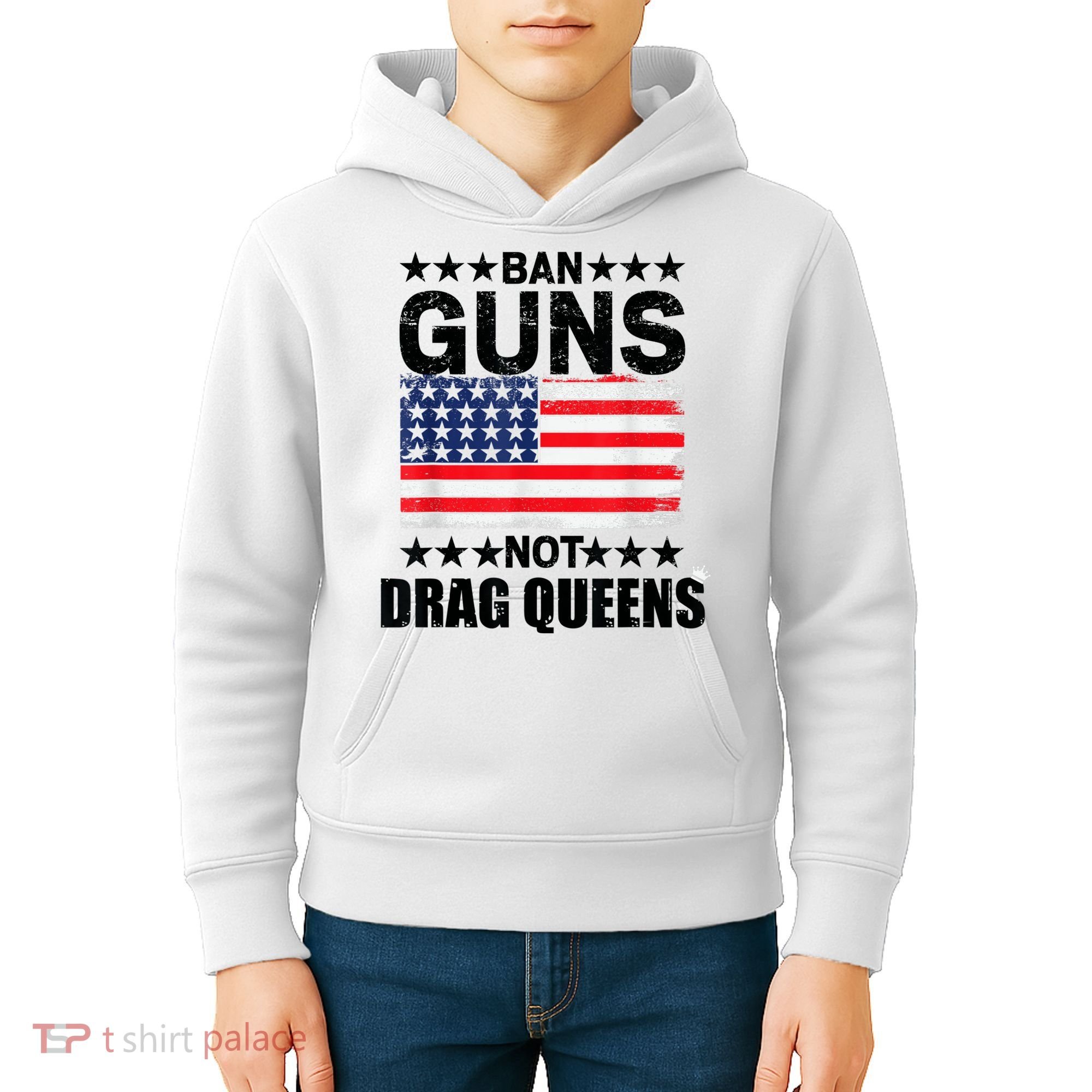 Ban Guns Not Drag Queens Drag Show Supporter American Flag Kids Hoodie