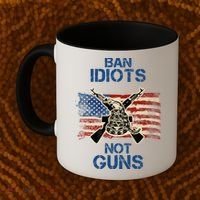 Ban Guns Not Idiots Pro American Gun Rights Flag Coffee Mug thumb 2