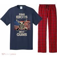 Ban Guns Not Idiots Pro American Gun Rights Flag Pajama Set thumb 0