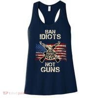 Ban Guns Not Idiots Pro American Gun Rights Flag Women's Tank Top thumb 0