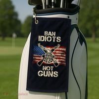 Ban Guns Not Idiots Pro American Gun Rights Flag Golf Towel thumb 2