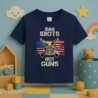 Ban Guns Not Idiots Pro American Gun Rights Flag Toddler T-Shirt thumb 3