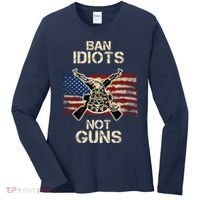 Ban Guns Not Idiots Pro American Gun Rights Flag Women's Long Sleeve Shirt thumb 0