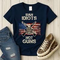Ban Guns Not Idiots Pro American Gun Rights Flag Women's T-Shirt thumb 3