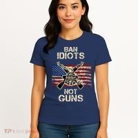 Ban Guns Not Idiots Pro American Gun Rights Flag Women's T-Shirt thumb 4