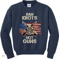 Ban Guns Not Idiots Pro American Gun Rights Flag Kids Sweatshirt thumb 0