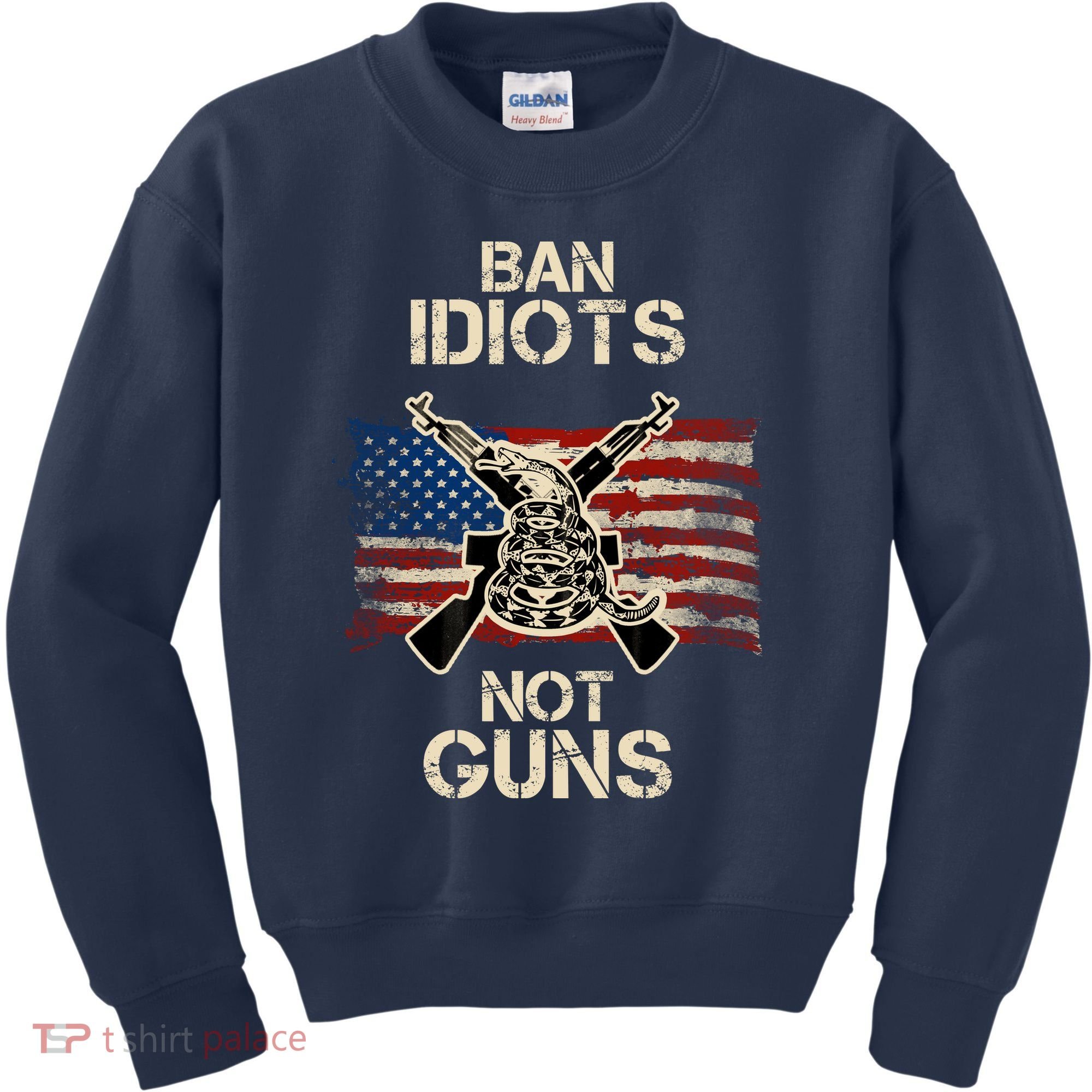 Ban Guns Not Idiots Pro American Gun Rights Flag Kids Sweatshirt