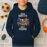 Ban Guns Not Idiots Pro American Gun Rights Flag Kids Hoodie thumb 2