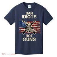 Ban Guns Not Idiots Pro American Gun Rights Flag Kids T-Shirt thumb 0