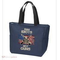 Ban Guns Not Idiots Pro American Gun Rights Flag Tote Bag thumb 3