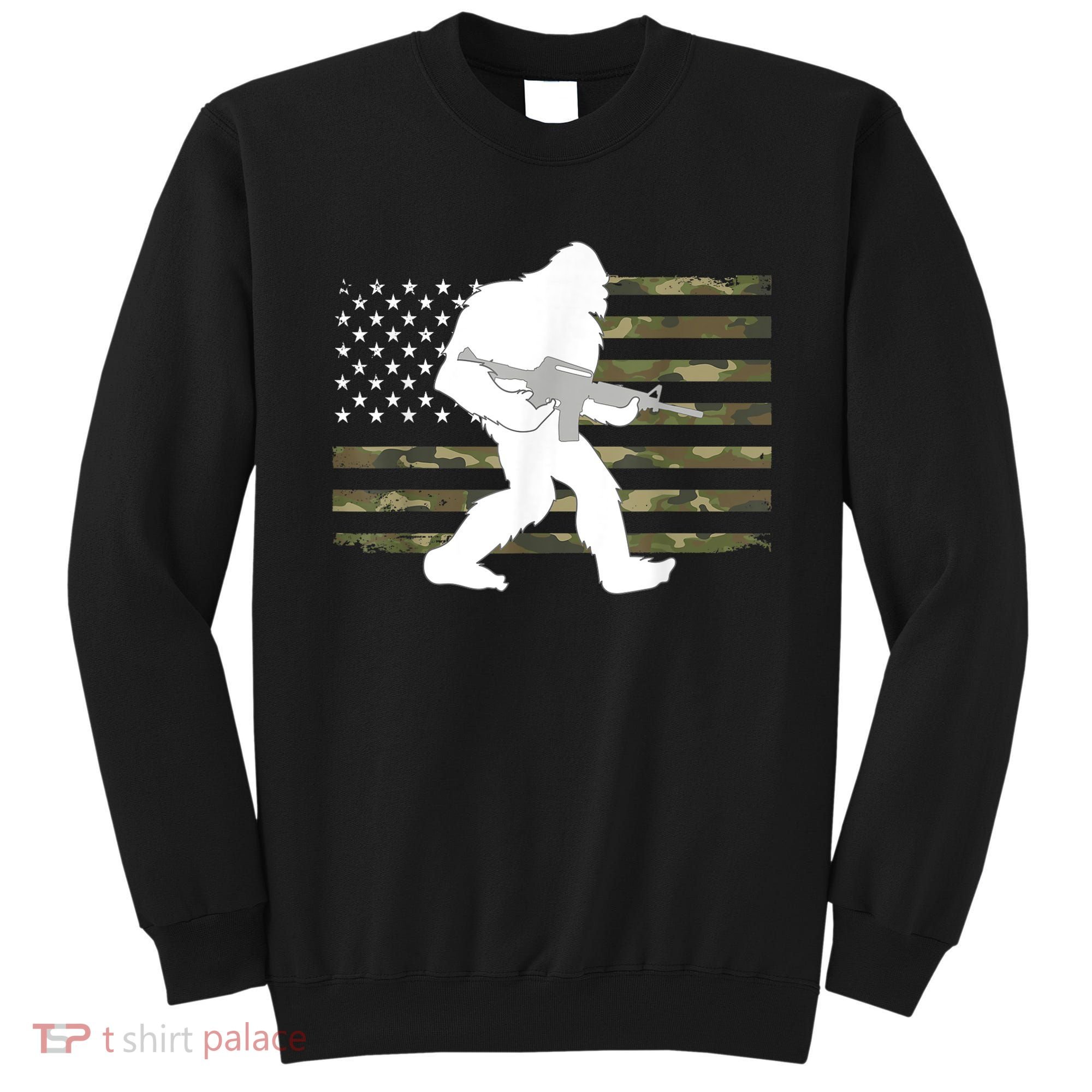 Bigfoot Gun Owner Camo Us American Flag Sasquatch Ar15 Rifle Sweatshirt