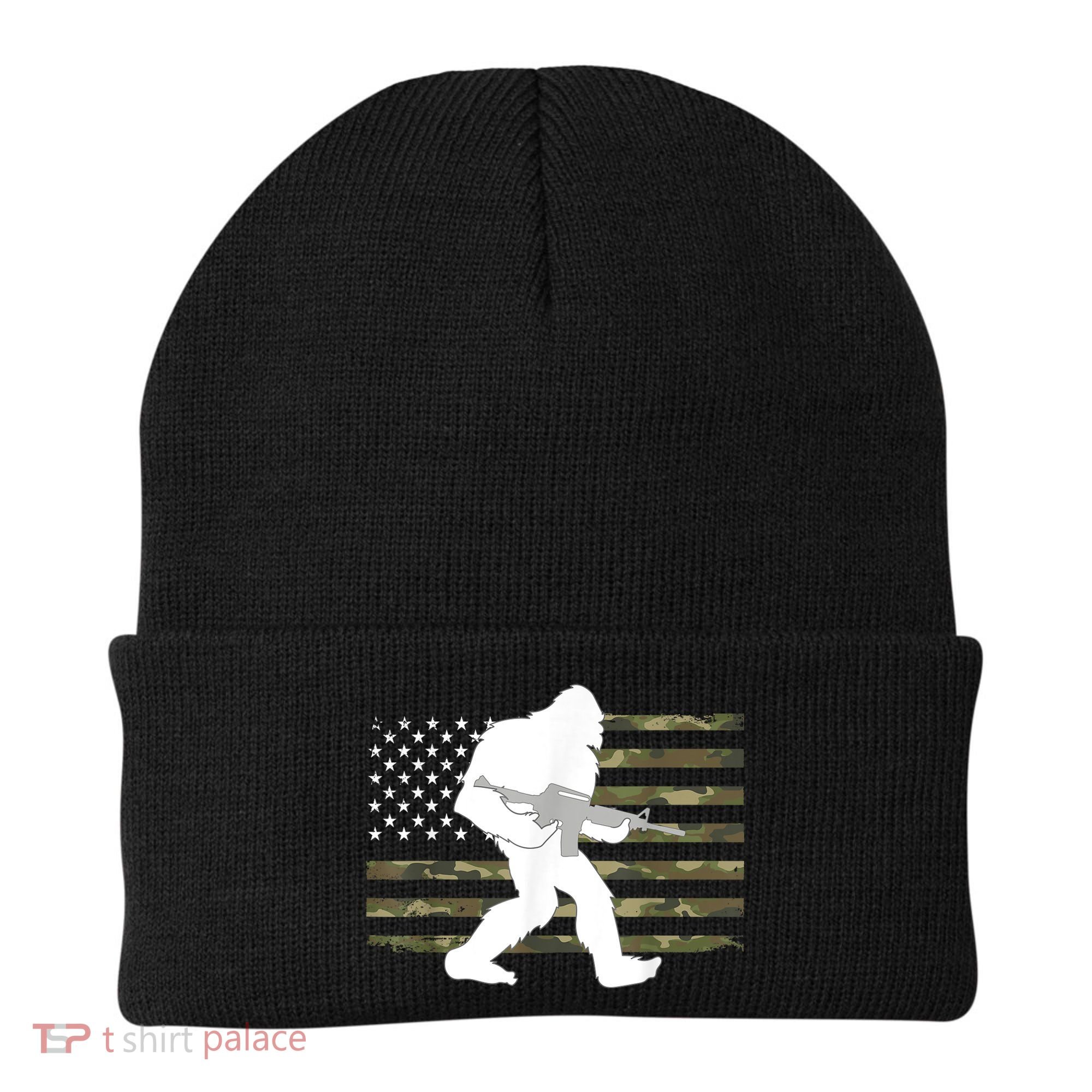 Bigfoot Gun Owner Camo Us American Flag Sasquatch Ar15 Rifle Beanie