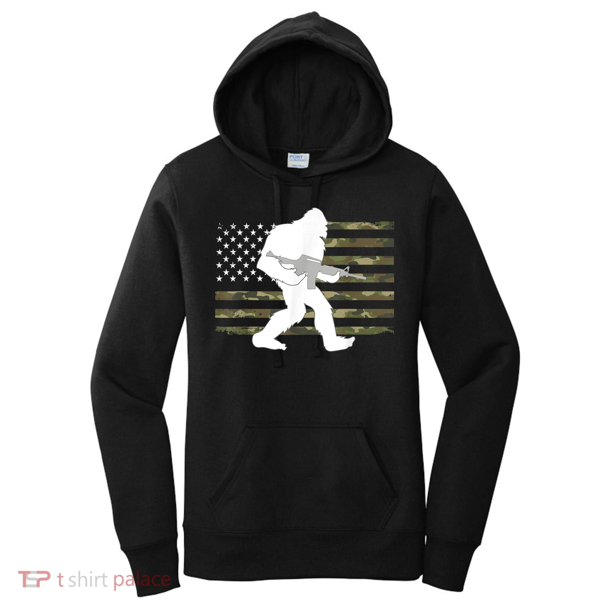 Bigfoot Gun Owner Camo Us American Flag Sasquatch Ar15 Rifle Women's Hoodie