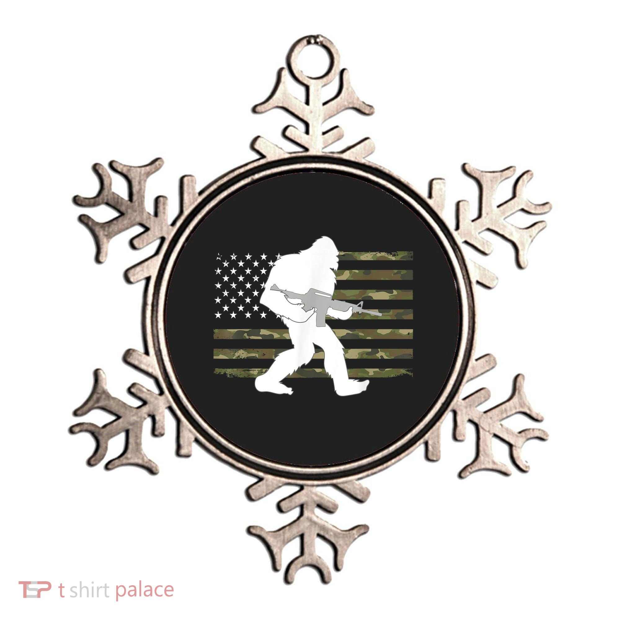 Bigfoot Gun Owner Camo Us American Flag Sasquatch Ar15 Rifle Ornament