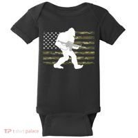 Bigfoot Gun Owner Camo Us American Flag Sasquatch Ar15 Rifle Baby Bodysuit thumb 0