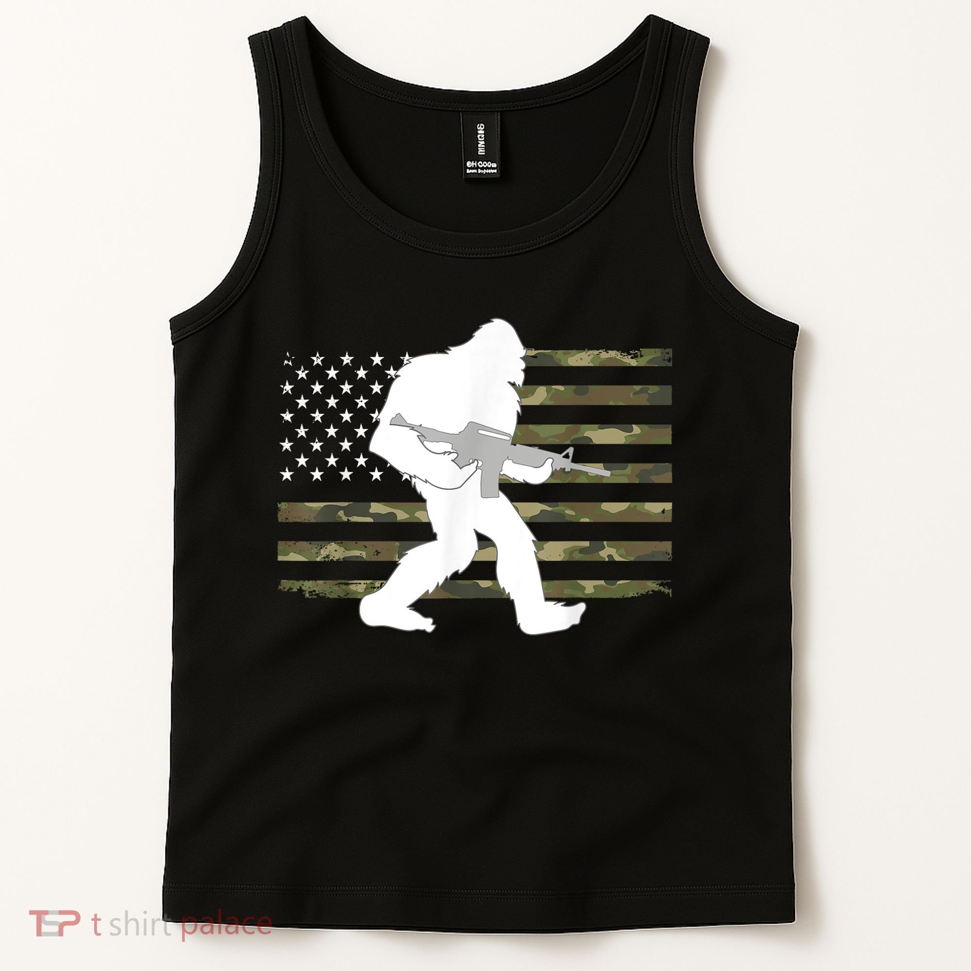 Bigfoot Gun Owner Camo Us American Flag Sasquatch Ar15 Rifle Tank Top