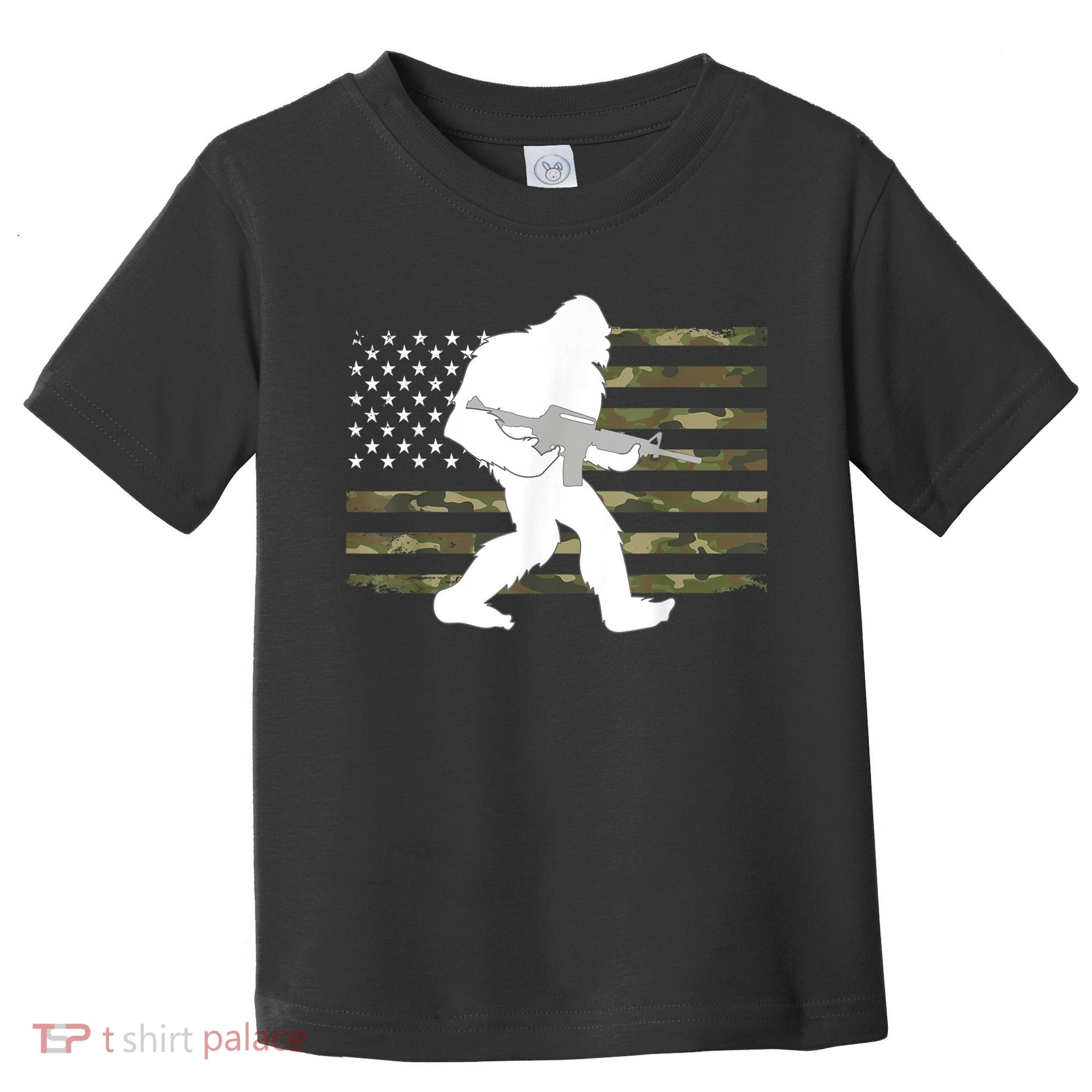 Bigfoot Gun Owner Camo Us American Flag Sasquatch Ar15 Rifle Toddler T-Shirt