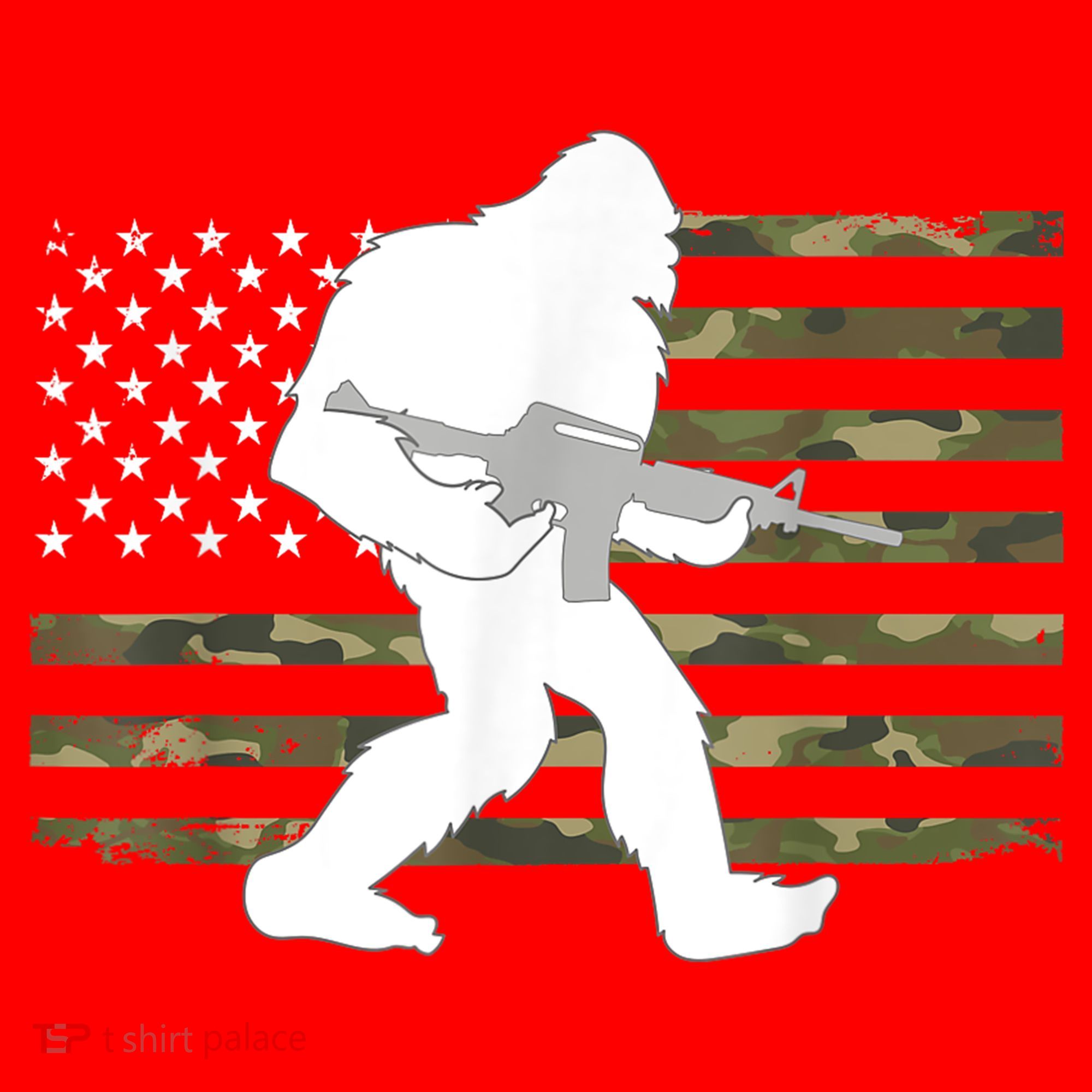 Bigfoot Gun Owner Camo Us American Flag Sasquatch Ar15 Rifle Santa Hat