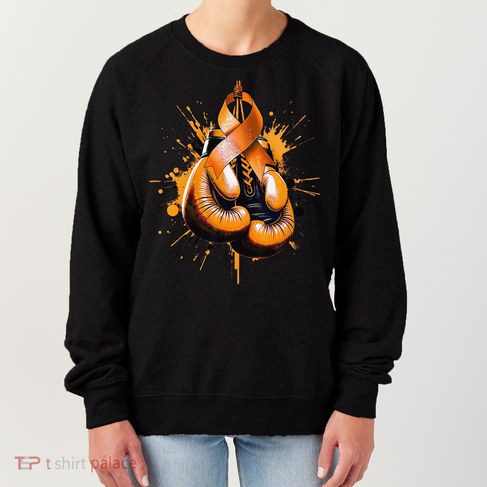 Boxing Glove Orange Ribbon Multiple Sclerosis Awareness Women's Sweatshirt