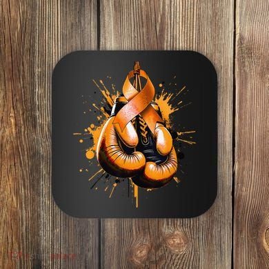 Boxing Glove Orange Ribbon Multiple Sclerosis Awareness Coaster