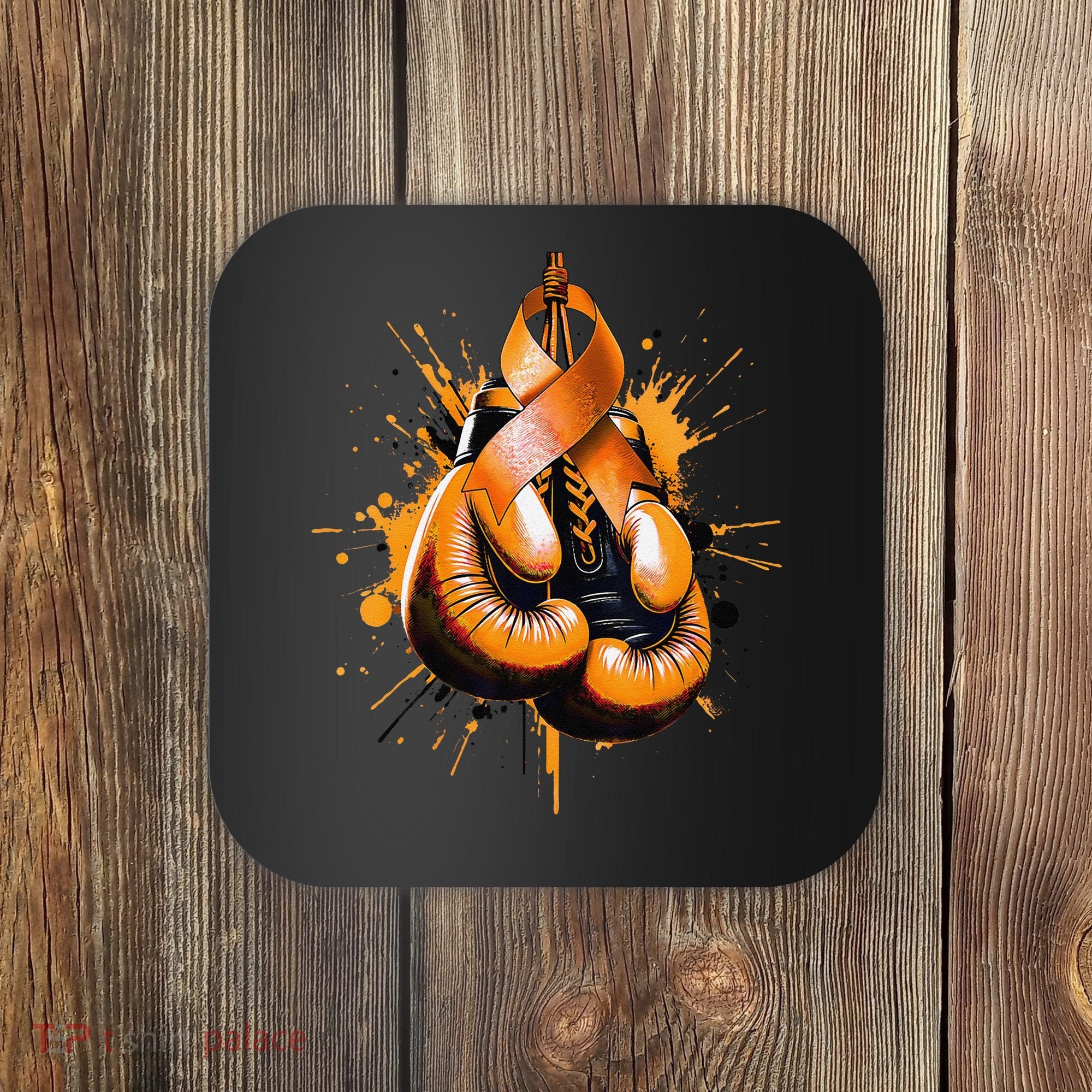 Boxing Glove Orange Ribbon Multiple Sclerosis Awareness Coaster