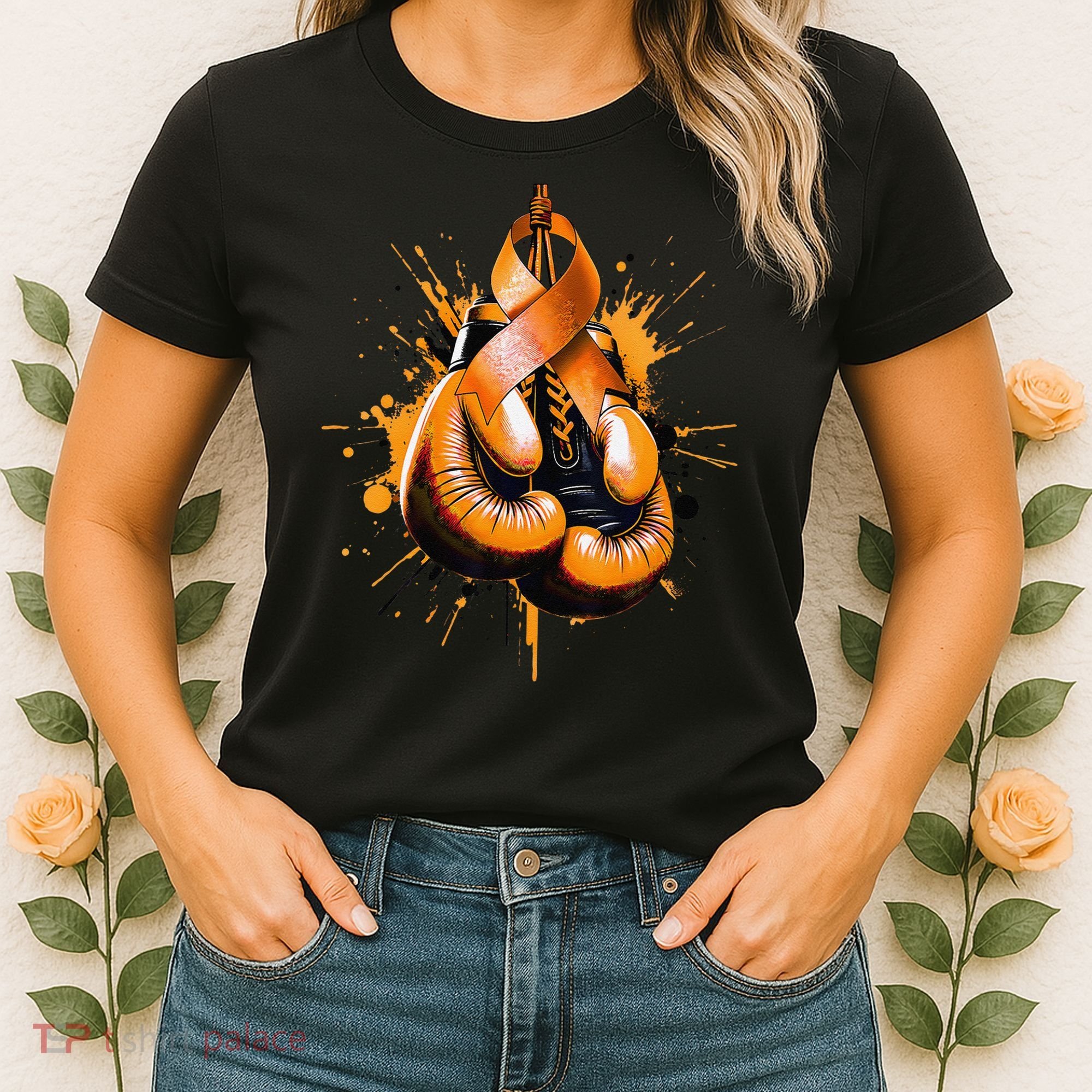 Boxing Glove Orange Ribbon Multiple Sclerosis Awareness Women's T-Shirt