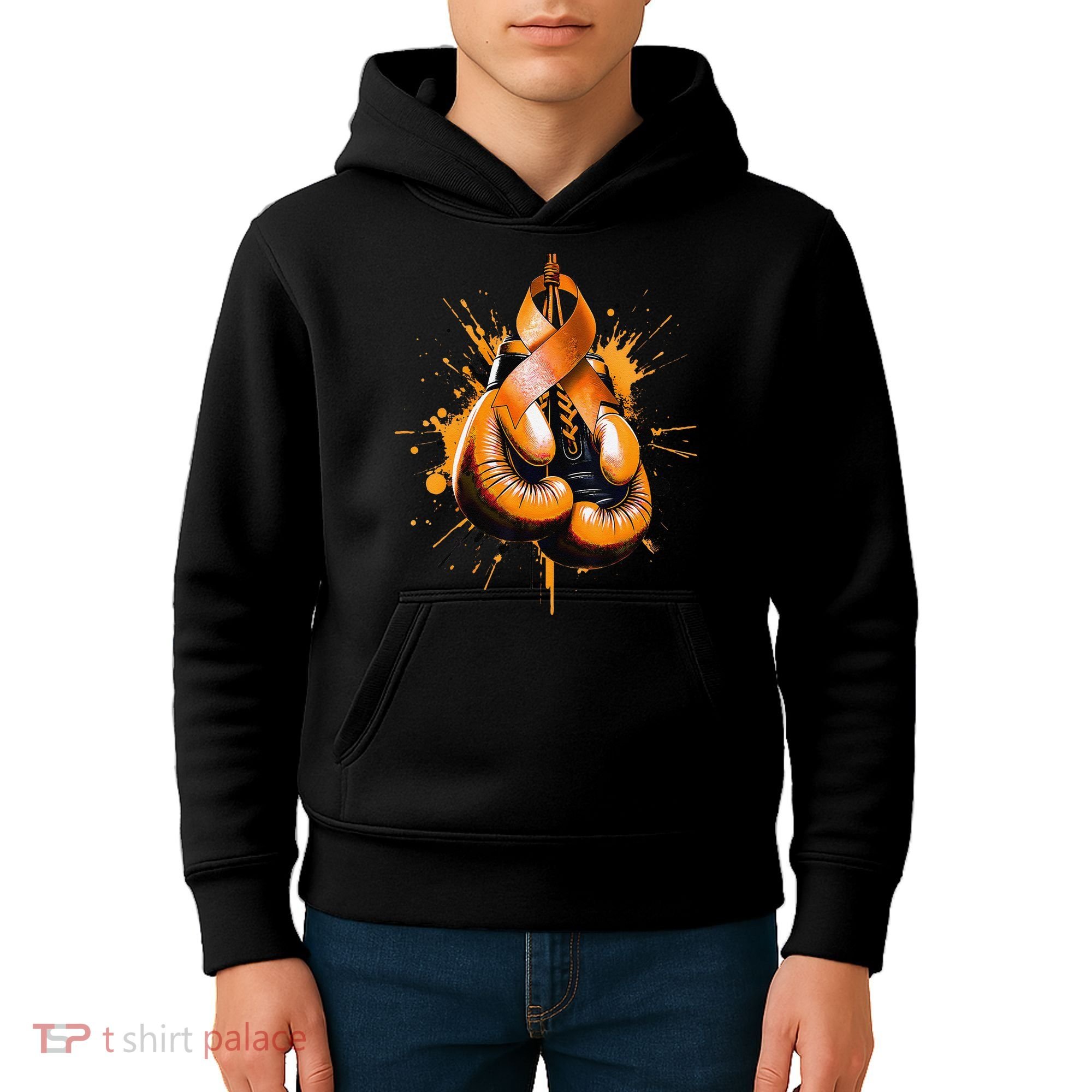 Boxing Glove Orange Ribbon Multiple Sclerosis Awareness Kids Hoodie