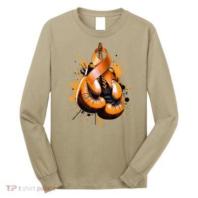 Boxing Glove Orange Ribbon Multiple Sclerosis Awareness Long Sleeve Shirt