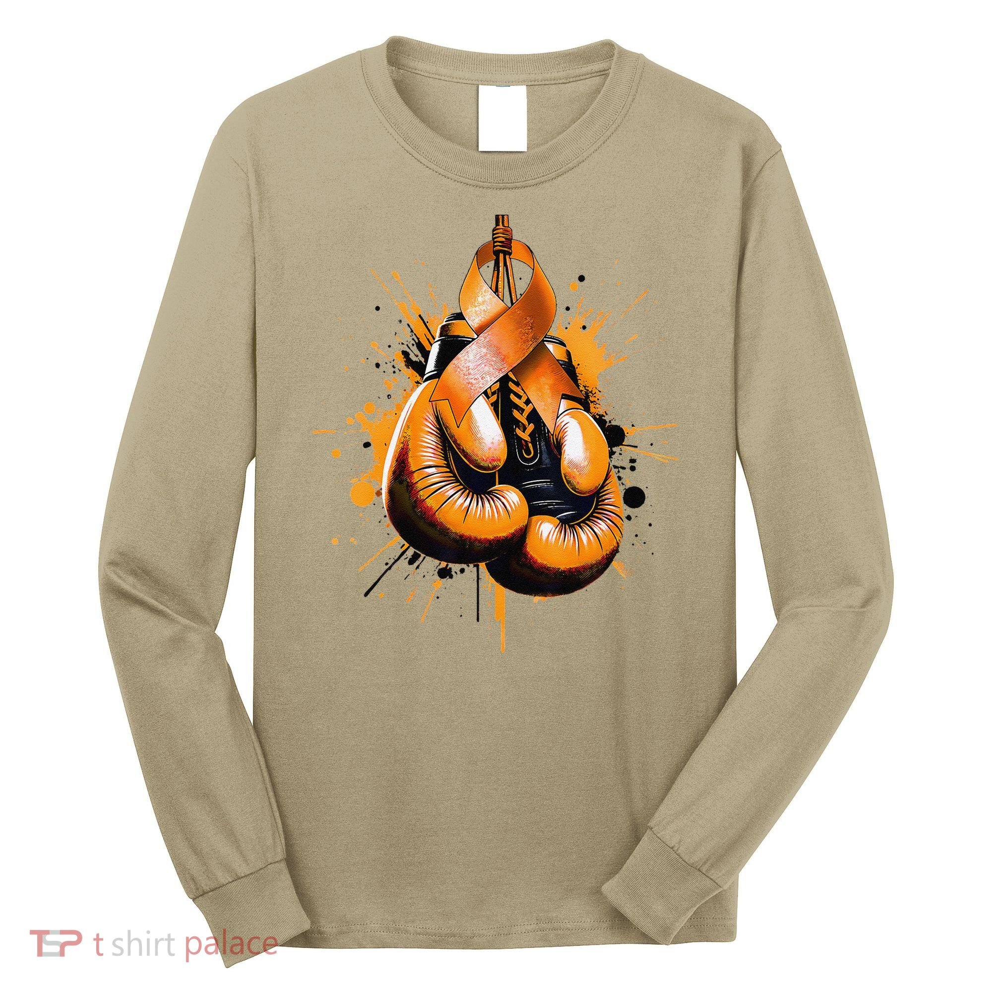 Boxing Glove Orange Ribbon Multiple Sclerosis Awareness Long Sleeve Shirt