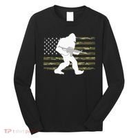 Bigfoot Gun Owner Camo US American Flag Sasquatch AR15 Rifle Long Sleeve Shirt thumb 0
