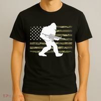 Bigfoot Gun Owner Camo US American Flag Sasquatch AR15 Rifle T-Shirt thumb 3