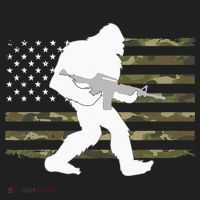 Bigfoot Gun Owner Camo US American Flag Sasquatch AR15 Rifle Beanie thumb 2