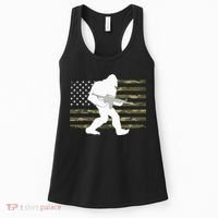 Bigfoot Gun Owner Camo US American Flag Sasquatch AR15 Rifle Women's Tank Top thumb 0
