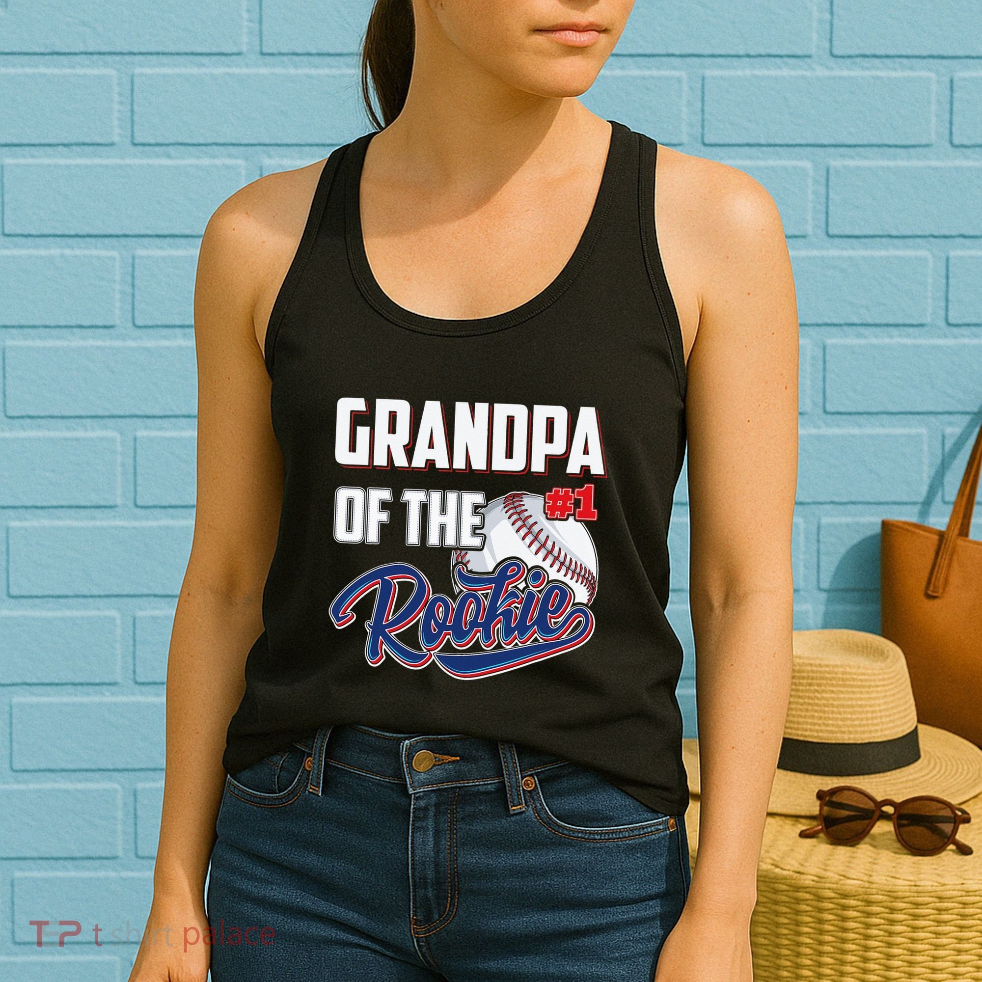 Baseball Grandpa of Rookie 1 Years old Team 1st Birthday Women's Tank Top