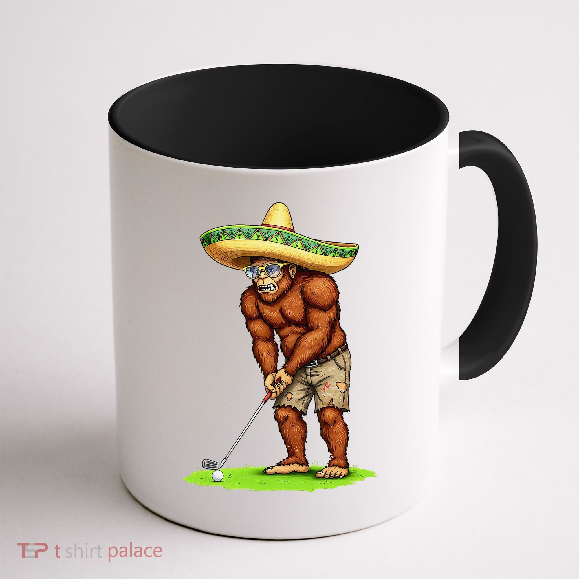 Bigfoot Golf Player Cinco De Mayo Mexican Golfer Food Coffee Mug