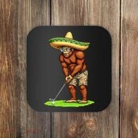 Bigfoot Golf Player Cinco De Mayo Mexican Golfer Food Coaster thumb 0