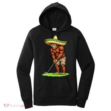 Bigfoot Golf Player Cinco De Mayo Mexican Golfer Food Women's Hoodie