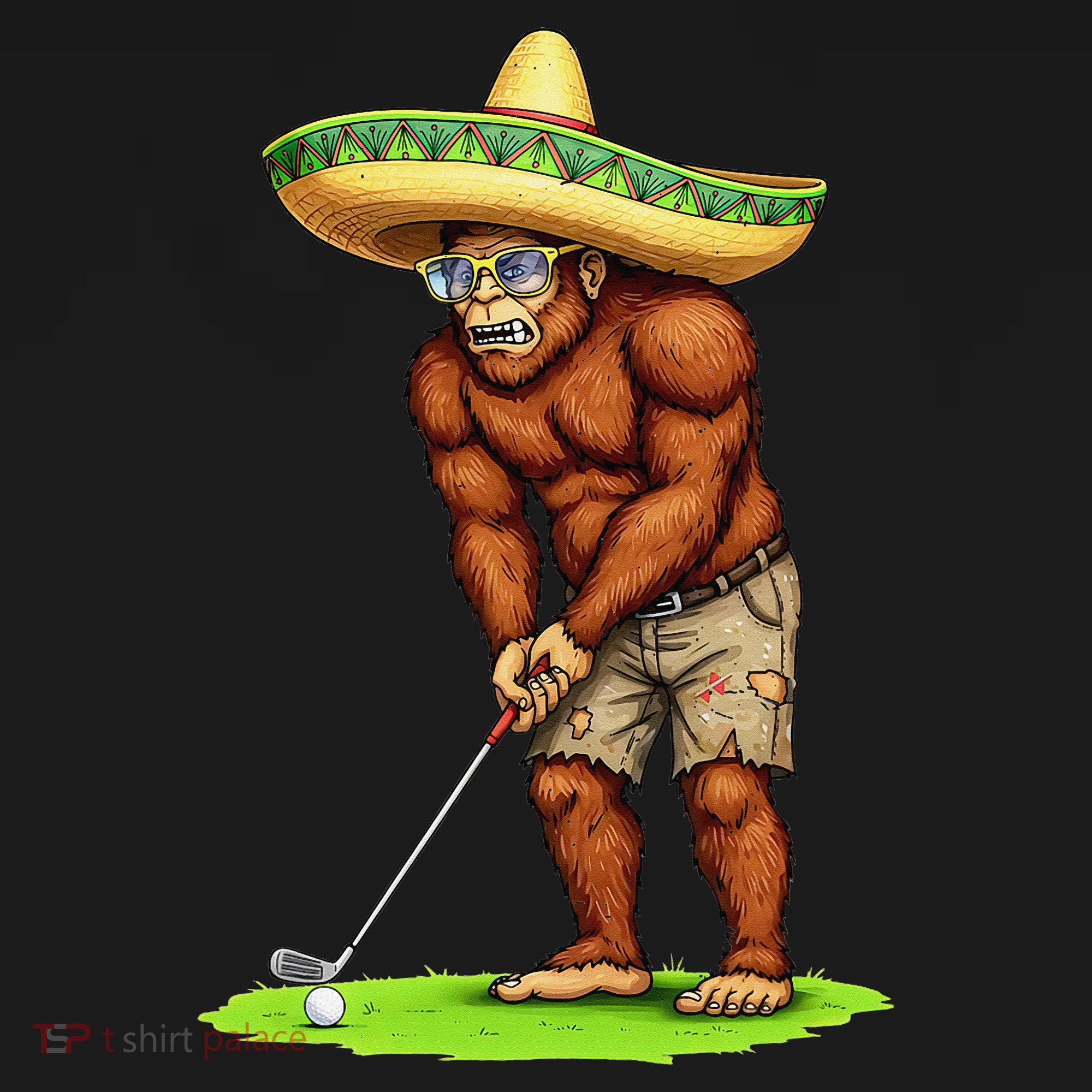 Bigfoot Golf Player Cinco De Mayo Mexican Golfer Food Women's Hoodie