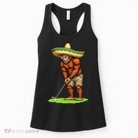 Bigfoot Golf Player Cinco De Mayo Mexican Golfer Food Women's Tank Top thumb 0