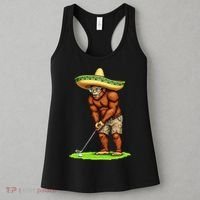 Bigfoot Golf Player Cinco De Mayo Mexican Golfer Food Women's Tank Top thumb 3