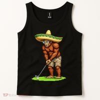 Bigfoot Golf Player Cinco De Mayo Mexican Golfer Food Tank Top thumb 2