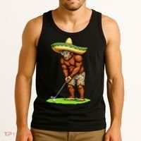 Bigfoot Golf Player Cinco De Mayo Mexican Golfer Food Tank Top thumb 3