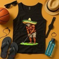 Bigfoot Golf Player Cinco De Mayo Mexican Golfer Food Tank Top thumb 4